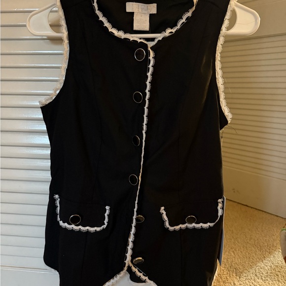 Tops - Black Sleeveless Vest with White Trim